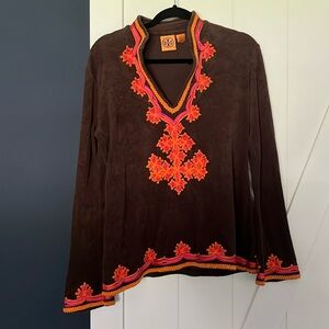 Tory Burch Siri Tunic-size M-chocolate brown & orange-Perfect for fall! 🍁